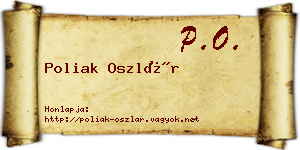 Poliak Oszlár névjegykártya